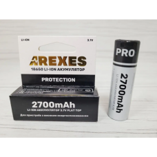 Литий-ионный аккумулятор Arexes 18650 Li-Ion 2700 mAh, 3.7V защита Чёрный