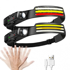 Фонарь налобный COBA CB-689-3 аккумуляторный с датчиком движения и красным светом