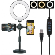 Лампа для селфи кольцевая светодиодная LED на два телефона Phone Live WN-20 световое кольцо 16 см