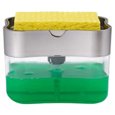 Диспенсер для моющего средства с подставкой для губки Soap Pump & Sponge Caddy Серый