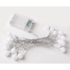 Новогодняя LED RGB гирлянда с прозрачным проводом и питанием от батареек Шарики Длинной 3м 20 LED шариков