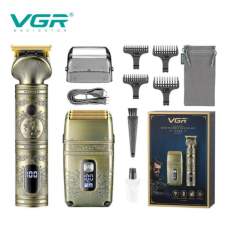 Беспроводной профессиональный набор машинка для стрижки и шейвер VGR-649, Мужской аккумуляторный триммер
