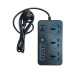 Сетевой удлинитель фильтр CP02 на 3 розетки + 6 USB 3.1A 2 метра Чёрный