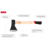 Топор 1000 г, ручка пекан, 48-57 HRC INTERTOOL HT-0258