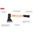 Топор 800 г, ручка пекан, 48-57 HRC INTERTOOL HT-0257