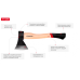 Топор 600 г, ручка пекан, 48-57 HRC INTERTOOL HT-0256