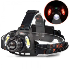 Фонарь налобный с красным светом 2117-T6+2COP (RED), 2x18650, ЗУ micro USB