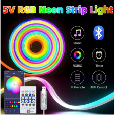 Гибкая неоновая лента RGB (5м) с Bluetooth и пультом от USB работает через приложение LotusLamp X