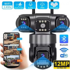 Уличная поворотная SC-28-4G камера видеонаблюдения на сим-карте V380PRO на три линзы 12MP