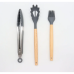 Силиконовый кухонный набор принадлежностей с деревянной ручкой 12 предметов Серый