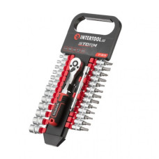 Набор головок 1/4" 4-14 мм., TORX, PH, HEX, SL, 72 зуба, 28ед., Cr-V STORM INTERTOOL ET-8018
